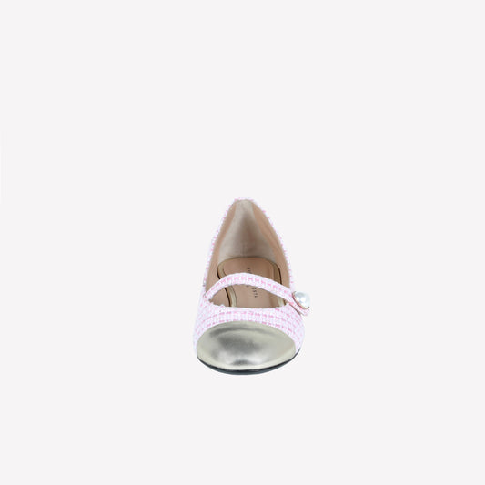ballerina flat in tweed pink con punta platino divy - Rosa | Roberto Festa