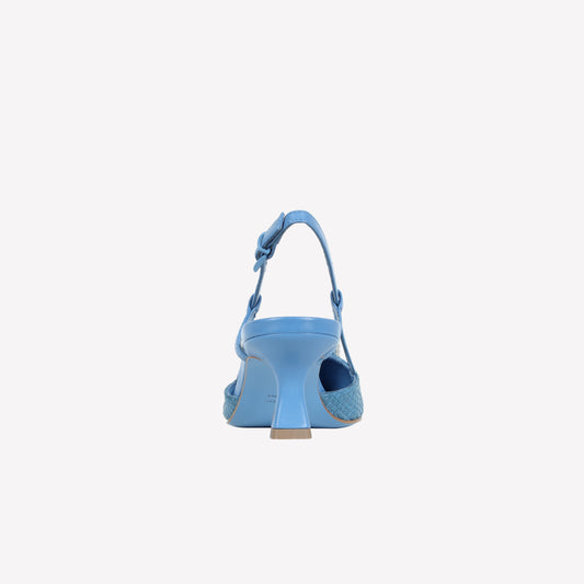 slingback in raffia jeans con accessorio strass in tinta stefy - Azzurro | Roberto Festa