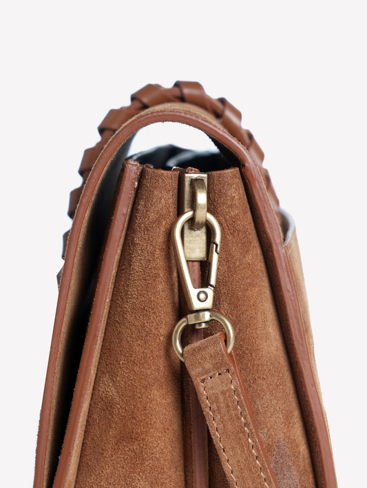 BORSA SPALLA IN CROSTA COLOR CUOIO CON CINTURA CENTRALE ALMA - Marrone | Roberto Festa