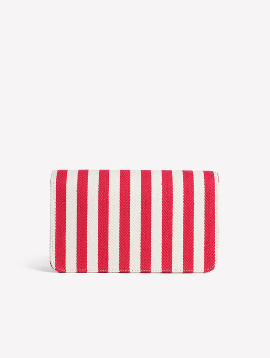 BORSA A SPALLA IN TESSUTO RIGATO BIANCO E ROSSO CON FIBBIA STRASS QUADRATA ANZALEA - Borse | Roberto Festa