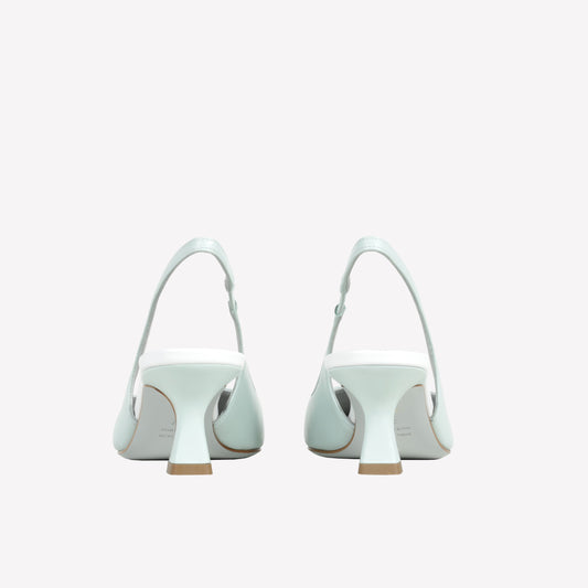 SLINGBACK IN PELLE COLOR ACQUA CON DETTAGLI BIANCHI ARABEL - Azzurro | Roberto Festa