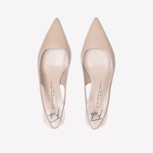 SLINGBACK IN PELLE COLOR COOKIE CON DETTAGLI BURRO ARABEL - Beige | Roberto Festa