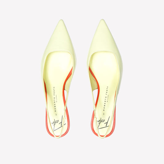 SLINGBACK IN PELLE COLOR MIMOSA CON DETTAGLI MANDARINO ARABEL - Giallo | Roberto Festa