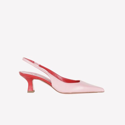 SLINGBACK IN PELLE COLOR PEONIA CON DETTAGLI ROSSI ARABEL - Rosa | Roberto Festa