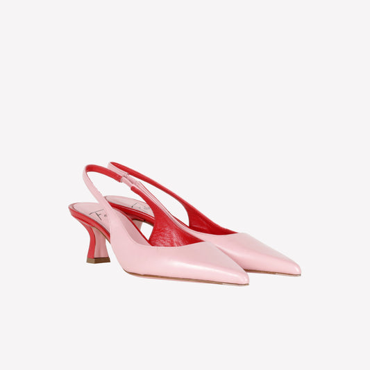 SLINGBACK IN PELLE COLOR PEONIA CON DETTAGLI ROSSI ARABEL - Rosa | Roberto Festa