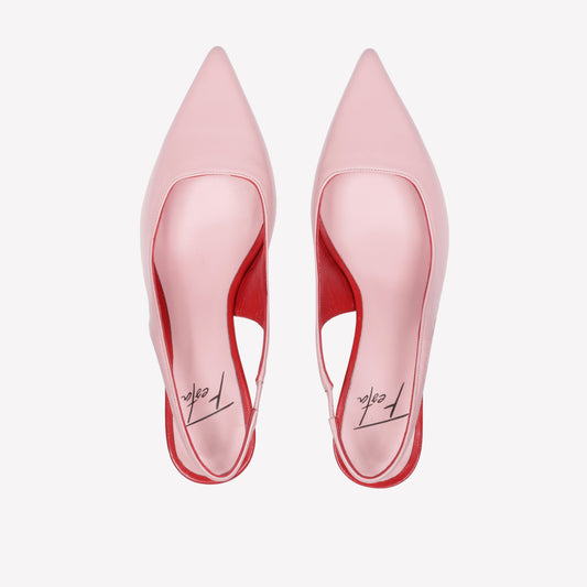 SLINGBACK IN PELLE COLOR PEONIA CON DETTAGLI ROSSI ARABEL - Rosa | Roberto Festa
