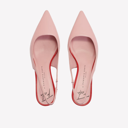 SLINGBACK IN PELLE COLOR PEONIA CON DETTAGLI ROSSI ARABEL - Rosa | Roberto Festa