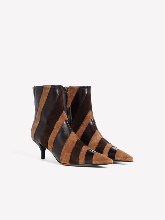 STIVALETTO IN PELLE PATCHWORK MARRONE E TACCO MEDIO ASHANTY - Nuovi Arrivi | Roberto Festa