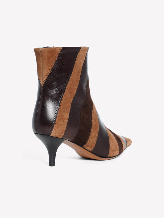 STIVALETTO IN PELLE PATCHWORK MARRONE E TACCO MEDIO ASHANTY - Marrone | Roberto Festa