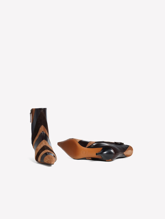 STIVALETTO IN PELLE PATCHWORK MARRONE E TACCO MEDIO ASHANTY - Marrone | Roberto Festa