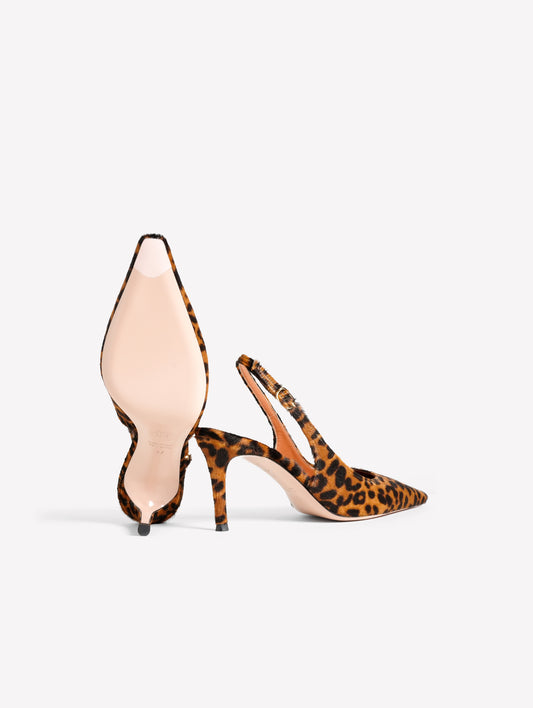 SLINGBACK IN CAVALLINO LEOPARDATO CON TACCO MEDIO ATLANTE - Marrone | Roberto Festa
