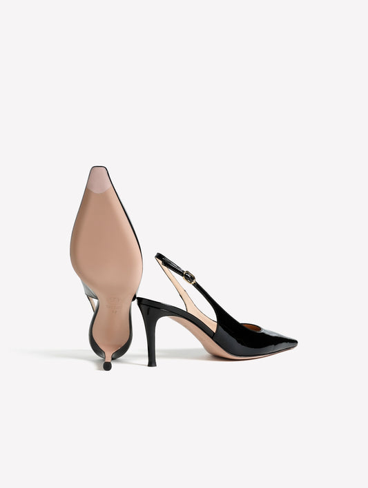 SLINGBACK IN VERNICE NERA CON TACCO MEDIO ATLANTE - Nero | Roberto Festa