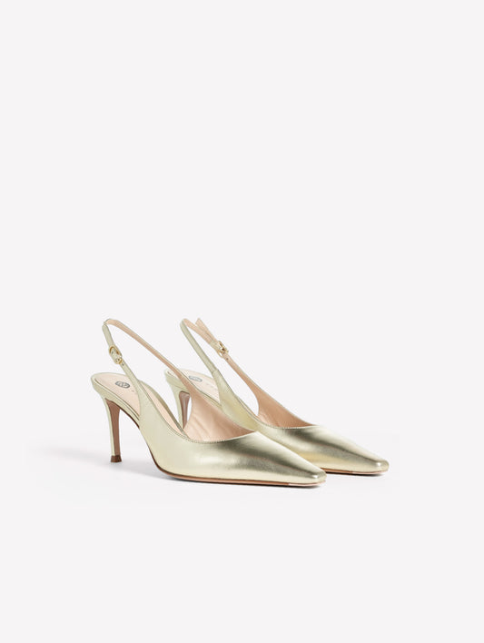 SLINGBACK IN PELLE METALLIZZATA PLATINO CON TACCO MEDIO ATLANTE - Platino | Roberto Festa