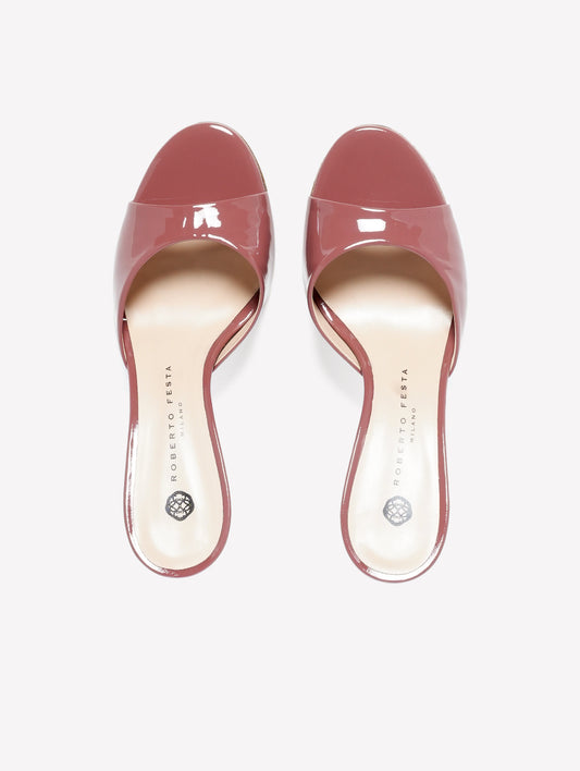 MULE IN VERNICE COLOR PHARD CON TACCO MEDIO BOA - Rosa | Roberto Festa