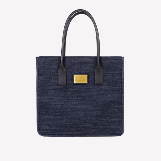 borsa a spalla in denim bruna - Blu | Roberto Festa