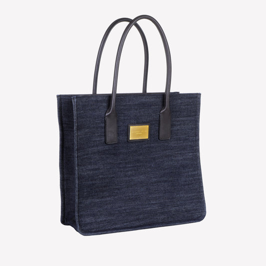 borsa a spalla in denim bruna - Blu | Roberto Festa