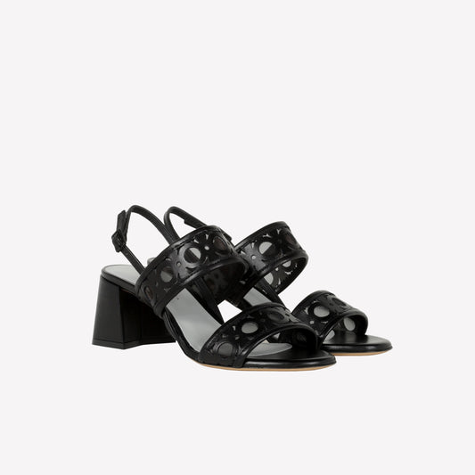 SANDALO CON DOPPIA FASCIA IN NAPPA NERO CALLIOPE - Prodotti | Roberto Festa