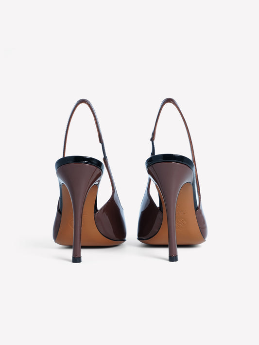 SLINGBACK IN VERNICE CIOCCOLATO E TACCO ALTO CAMILLA - Marrone | Roberto Festa