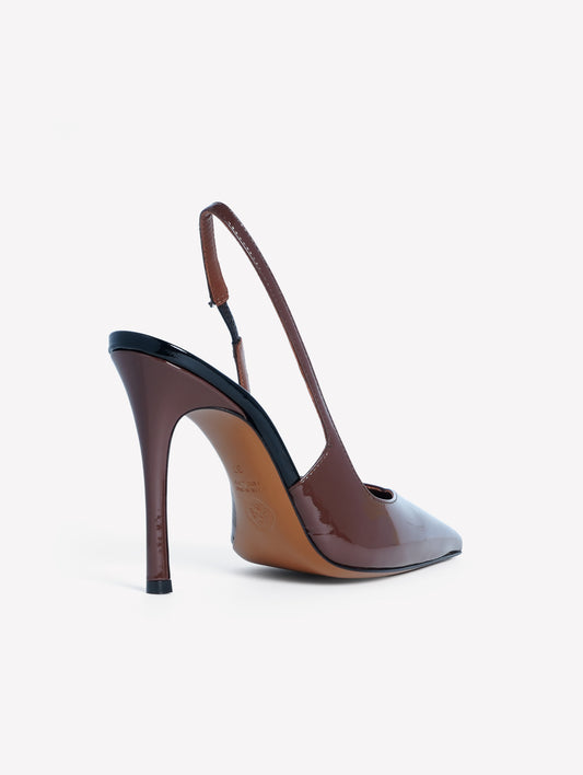 SLINGBACK IN VERNICE CIOCCOLATO E TACCO ALTO CAMILLA - Marrone | Roberto Festa