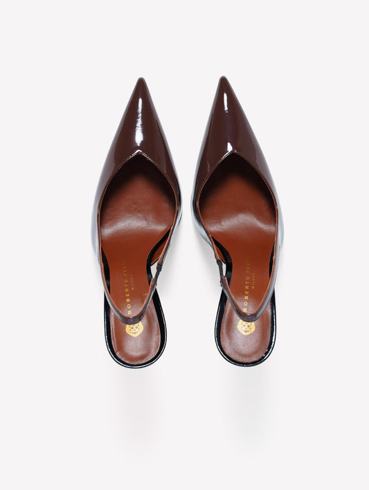SLINGBACK IN VERNICE CIOCCOLATO E TACCO ALTO CAMILLA - Marrone | Roberto Festa