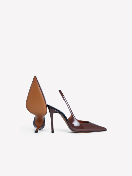 SLINGBACK IN VERNICE CIOCCOLATO E TACCO ALTO CAMILLA - Marrone | Roberto Festa