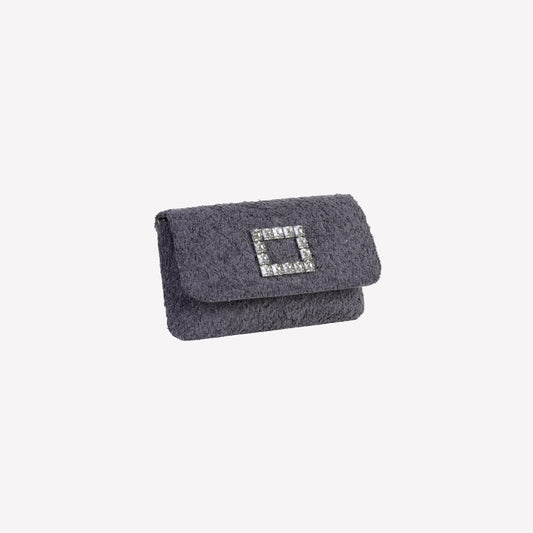 BORSA IN BOUCLE NERO CON ACCESSORIO STRASS CAPRI LUX - Nero | Roberto Festa