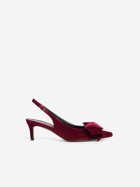 SLINGBACK IN VELLUTO ROSSO CON FIOCCO E TACCO MEDIO CARLIS - Rosso | Roberto Festa