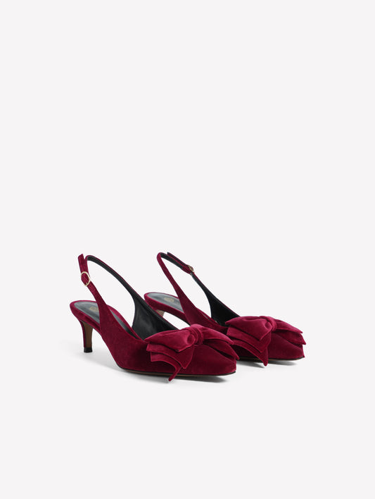 SLINGBACK IN VELLUTO ROSSO CON FIOCCO E TACCO MEDIO CARLIS - Rosso | Roberto Festa