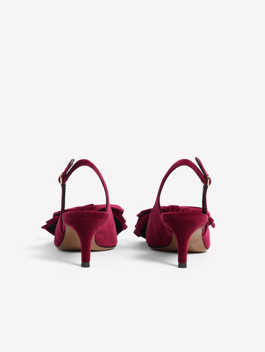 SLINGBACK IN VELLUTO ROSSO CON FIOCCO E TACCO MEDIO CARLIS - Rosso | Roberto Festa
