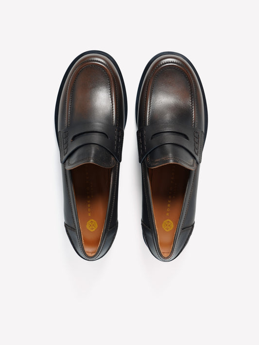 MOCASSINO IN PELLE MARRONE E NERO CATY - Marrone | Roberto Festa