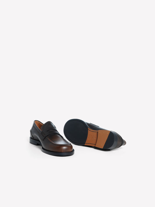 MOCASSINO IN PELLE MARRONE E NERO CATY - Marrone | Roberto Festa