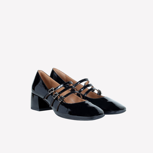 DECOLLETE’ MARY JANE IN VERNICE NERA CON CINTURINI CIRCE - Back to Office | Roberto Festa