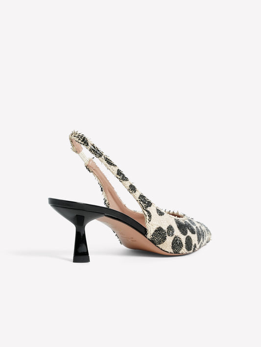 SLINGBACK IN PELLE LASERATA CON STAMPA A POIS BIANCO E NERO E TACCO BASSO DALILA - bianco_nero | Roberto Festa