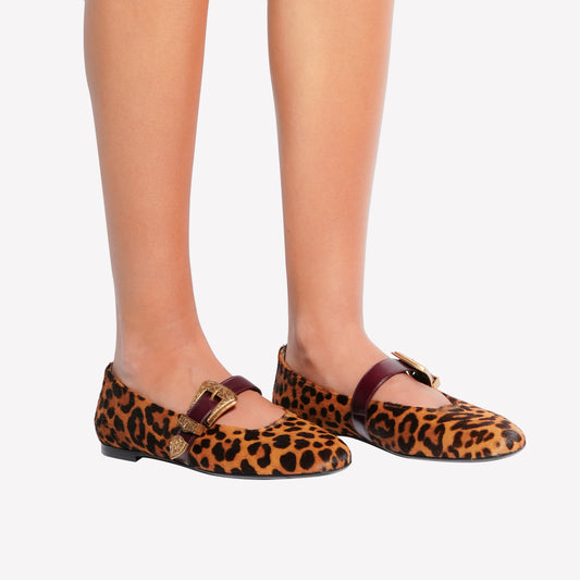 BALLERINA IN CAVALLINO LEOPARDATO CON DOPPIO CINTURINO BORDEAUX DALMA - Leopardato | Roberto Festa
