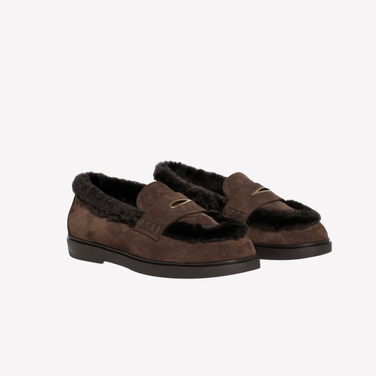 LOAFER IN PELLE SCAMOSCIATA COLOR MOGANO DANESA - Marrone | Roberto Festa