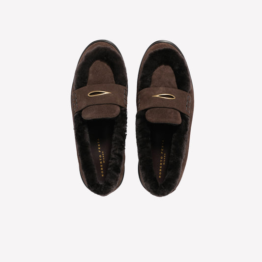 LOAFER IN PELLE SCAMOSCIATA COLOR MOGANO DANESA - Marrone | Roberto Festa