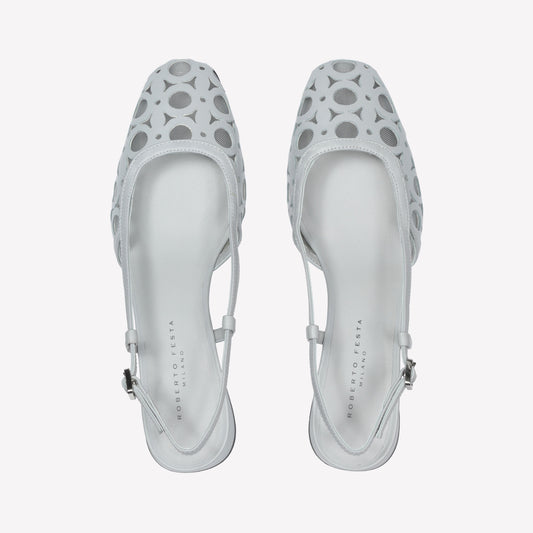 SLINGBACK IN PELLE ICE CON LAVORAZIONE CUT OUT DILLY - Bianco | Roberto Festa
