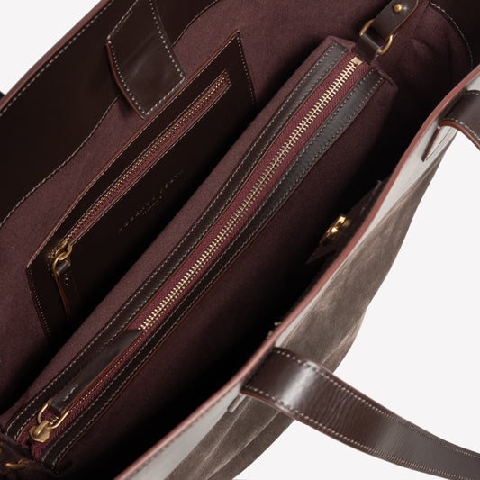 BORSA SECCHIELLO IN PELLE SCAMOSCIATA COLOR TESTA DI MORO ELISEA - Marrone | Roberto Festa