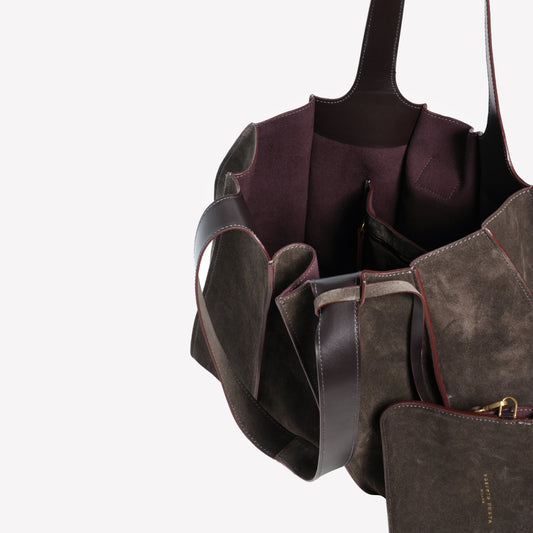 BORSA SHOPPING IN PELLE SCAMOSCIATA TESTA DI MORO ELOISE - Marrone | Roberto Festa