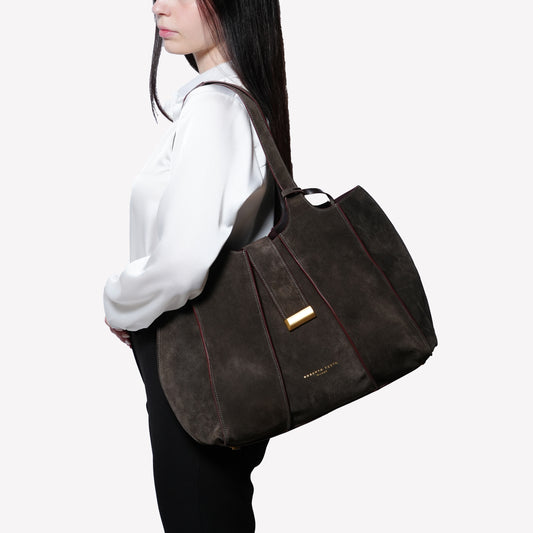 BORSA SHOPPING IN PELLE SCAMOSCIATA TESTA DI MORO ELOISE - Marrone | Roberto Festa