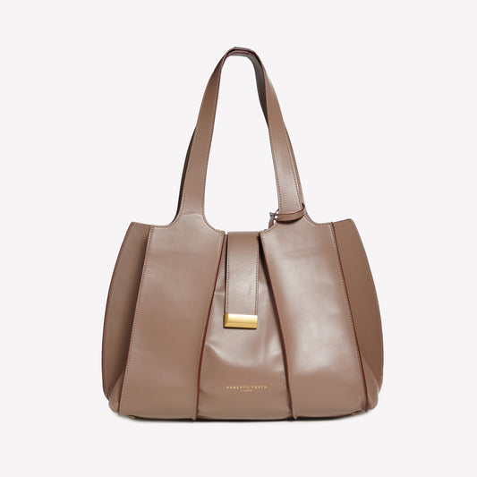 BORSA SHOPPING IN VITELLO COLOR FANGO ELOISE - Grigio | Roberto Festa