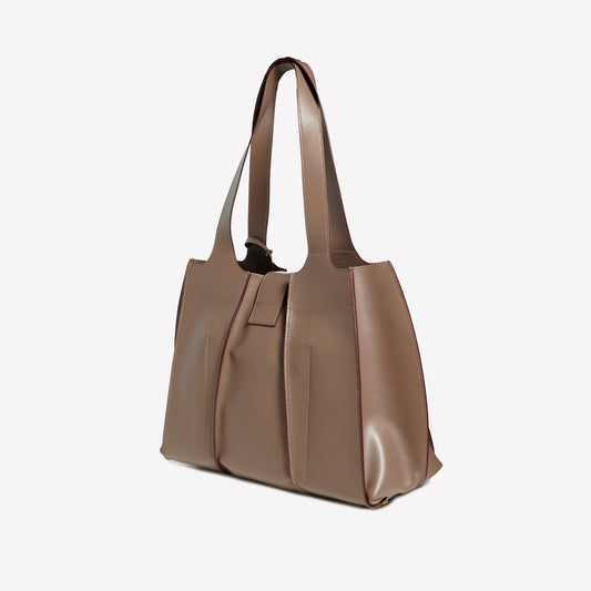 BORSA SHOPPING IN VITELLO COLOR FANGO ELOISE - Grigio | Roberto Festa