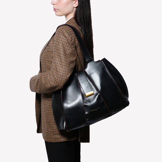 BORSA SHOPPING IN VITELLO NERO ELOISE - Nero | Roberto Festa