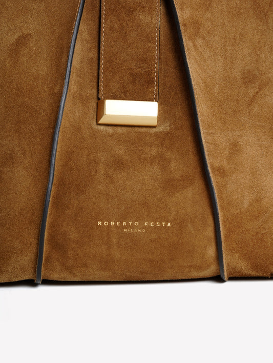 BORSA A SPALLA IN PELLE MARRONE OLIVA ELOISE - Marrone | Roberto Festa