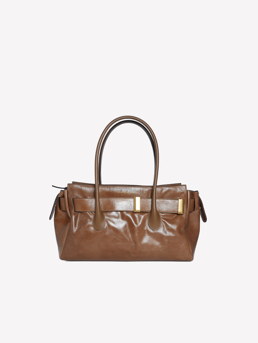 BORSA A SPALLA IN PELLE MARRONE CHIARO EMERALDA - Marrone | Roberto Festa