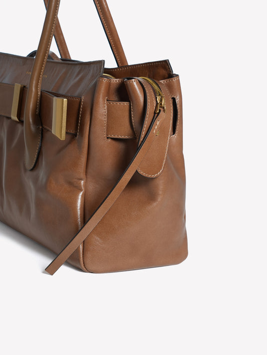 BORSA A SPALLA IN PELLE MARRONE CHIARO EMERALDA - Marrone | Roberto Festa