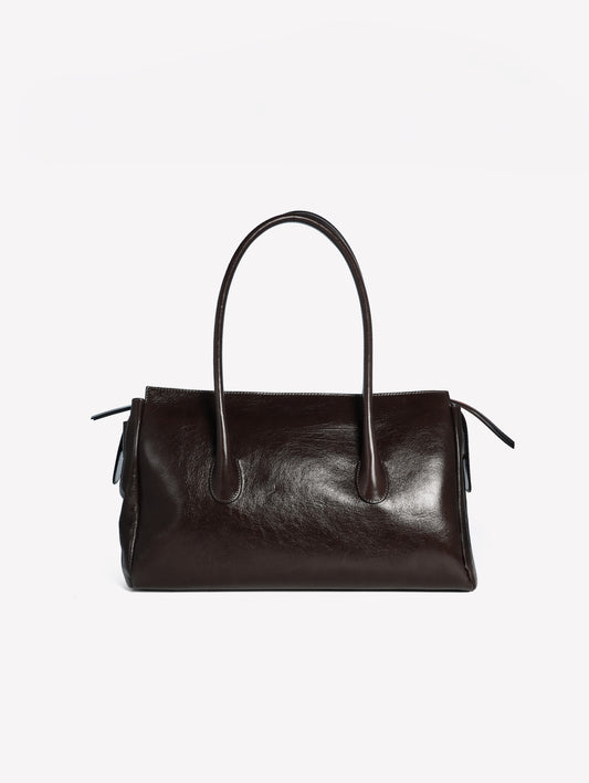BORSA A SPALLA IN PELLE MARRONE SCURO EMERALDA - Marrone | Roberto Festa