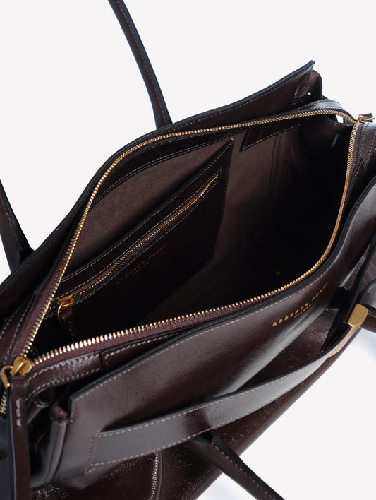 BORSA A SPALLA IN PELLE MARRONE SCURO EMERALDA - Marrone | Roberto Festa