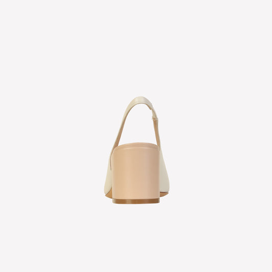 slingback in softy beige con accessorio rivestito gaby - Bianco | Roberto Festa