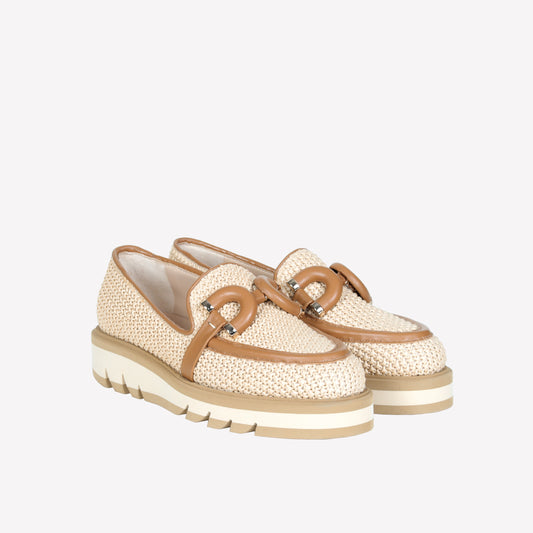 mocassino in apataki beige e softy camel con accessorio in tinta ginevra - Beige | Roberto Festa